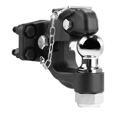 Pintle Hook, 9070 kg Towing Capacity, Trailer Hitches Receiver Hook Combination 50.4 mm Hitch Ball, Fits for 63.5 to 76.2 mm Lunette Ring with Mounting Kit, Wear-resistant, Black Powder Coat