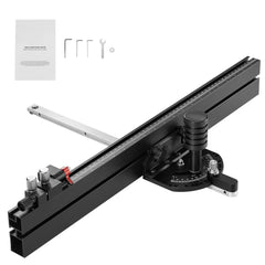 Precision Miter Gauge, Standard Slot 19 x 9.5 mm, Aluminum Alloy Table Saw Miter Gauge with 61 cm Grating 15 Angle Stops Adjustable Spring Loaded Plunger and Removable Disc, for Woodworking