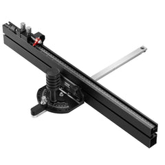 Precision Miter Gauge, Standard Slot 19 x 9.5 mm, Aluminum Alloy Table Saw Miter Gauge with 61 cm Grating 15 Angle Stops Adjustable Spring Loaded Plunger and Removable Disc, for Woodworking