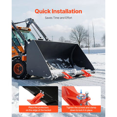 Tractor Bucket Protector, 2PCS Heavy Duty Steel Bucket Edge Protectors, Edge Tamer Anti-Skid Device with Double Hexagon Lock Nuts and Bolts, for Snow, Leave Removal & Spreading Gravel (Orange)