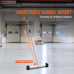 Magnetic Sweeper with Wheels, 17inch Mini Magnetic Sweeper, 10 lbs Capacity, Adjustable Handle, Lightweight Magnetic Pickup Sweeper to Pick Up Nails and Screws, Easy Cleanup of Workshop Garage
