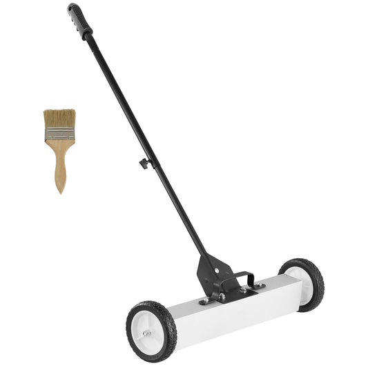 22.6 kg Rolling Magnetic Sweeper with Wheels, Push-Type Magnetic Pick Up Sweeper, Large Magnet Pickup Lawn Sweeper with Telescoping Handle, Easy Cleanup of Workshop Garage Yard