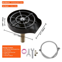 Glass Rinser 10-Hole 360 Rotating Stainless Steel Washer ABS Cup Holder