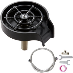 Glass Rinser, 10 Powerful Spraying Jets Rotating Cup Rinser for Sink, Wearproof ABS Kitchen Sink Faucet Cup Washer & ABS Cup Holder for Baby Bottle, Glass Cup, Wine Glass (Black Base)