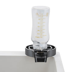 Glass Rinser, 10 Powerful Spraying Jets Rotating Cup Rinser for Sink, Wearproof ABS Kitchen Sink Faucet Cup Washer & ABS Cup Holder for Baby Bottle, Glass Cup, Wine Glass (Black Base)