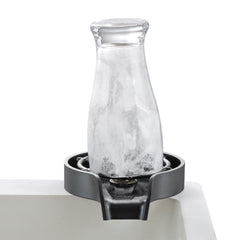 Glass Rinser, 10 Powerful Spraying Jets Rotating Cup Rinser for Sink, Wearproof ABS Kitchen Sink Faucet Cup Washer & ABS Cup Holder for Baby Bottle, Glass Cup, Wine Glass (Black Base)