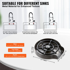 Glass Rinser 10-Hole Rotating Stainless Steel Washer ABS Cup Holder