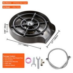Glass Rinser 10-Hole Rotating Stainless Steel Washer ABS Cup Holder