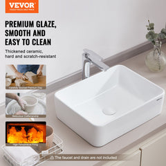 Modern Ceramic Vessel Sink 48x37cm Bathroom Vanity Bowl Countertop White