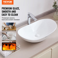 Modern Ceramic Vessel Sink 60x36cm Bathroom Vanity Bowl Countertop