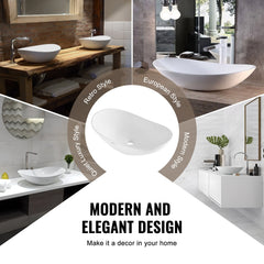 Modern Ceramic Vessel Sink 60x36cm Bathroom Vanity Bowl Countertop