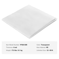 Greenhouse Plastic Sheeting 12 x 50 ft 6Mil Clear Polyethylene Film