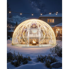 Garden Dome Tent, 3.6 x 2.2 m Outdoor Clear Bubble Tent for 4-7 Person, Weatherproof Geodesic Dome Greenhouse with Window, PVC Igloo Tents for Backyard Patios Camping Party Wedding