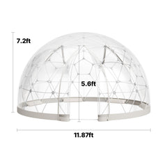 Garden Dome Tent, 3.6 x 2.2 m Outdoor Clear Bubble Tent for 4-7 Person, Weatherproof Geodesic Dome Greenhouse with Window, PVC Igloo Tents for Backyard Patios Camping Party Wedding