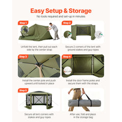 Pop up Gazebo Screen Tent, 3x3 m Large 6-Sided Camping Canopy Tent with Removable Top & Carry Bag, Quick-Set & Bite-Proof, Screen House Sun Shelter for 6-8 Persons Backyard Patio, Green