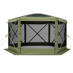 Pop up Gazebo Screen Tent, 3x3 m Large 6-Sided Camping Canopy Tent with Removable Top & Carry Bag, Quick-Set & Bite-Proof, Screen House Sun Shelter for 6-8 Persons Backyard Patio, Green
