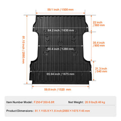 Truck Bed Mat Fit 2017-2024 Ford F250/F350 TPE Truck Bed Liner Accessories