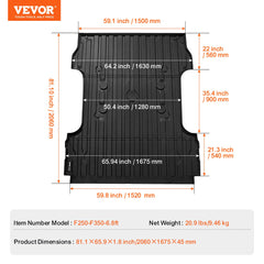 Truck Bed Mat Fit 2017-2024 Ford F250/F350 TPE Truck Bed Liner Accessories