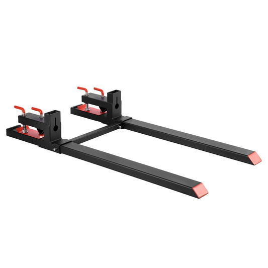 Pallet Forks, 1814 kg Clamp on Pallet Forks, 149 cm Total Length Heavy-Duty Tractor Fork with Adjustable Stabilizer Bar for Tractor Attachments, Loader Bucket, and Skid Steer, Black
