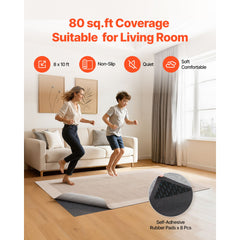 Rug Pad 2.44 x 3.05 m, Non-slip Carpet Area Pad, Rug Mat Padding with Dual Surface Felt Cushion & Rubber Gripper, Hardwood Floor Protection for All Floors, Finishes, Keeps Carpets in Place