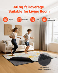 Rug Pad 2.44 x 1.52 m, Non-slip Carpet Area Pad, Rug Mat Padding with Dual Surface Felt Cushion & Rubber Gripper, Hardwood Floor Protection for All Floors, Finishes, Keeps Carpets in Place