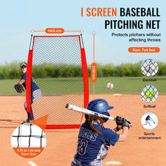 I Screen Baseball for Batting Cage, 7x4 ft Baseball & Softball Safety Screen, Body Protector Portable Batting Screen with Carry Bag & Ground Stakes, Baseball Pitching Net for Pitchers Protection