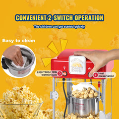 Popcorn Popper Machine Tabletop Popcorn Maker 300W 2.5 Oz Red