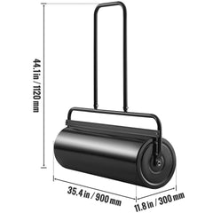 Lawn Roller, 17 Gallon 36 Inch Sand/Water Filled Yard Roller, Steel Sod Roller with Easy-turn Plug and U-Shaped Ergonomic Handle for Convenient Push and Pull, for Lawn, Garden, Farm, Park, Black