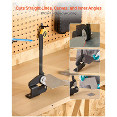 Sheet Metal Shear, Throatless Rotary Hand Shear, 16 Gauge Mild Steel Sheet Cutter with 1.5 mm Capacity, with Solid Construction, Mounting Type, for Cutting Steel, Copper, Rebar, and Aluminum