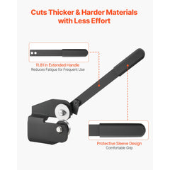 Sheet Metal Shear, Throatless Rotary Hand Shear, 16 Gauge Mild Steel Sheet Cutter with 1.5 mm Capacity, with Solid Construction, Mounting Type, for Cutting Steel, Copper, Rebar, and Aluminum