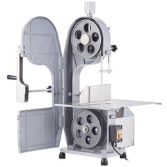 Commercial Electric Meat Bandsaw, 1500W Stainless Steel Countertop Bone Sawing Machine, Workbeach 19.3" x 15", 0.16-7.9 Inch Cutting Thickness, Frozen Meat Cutter with 6 Blades for Rib Pork Beef