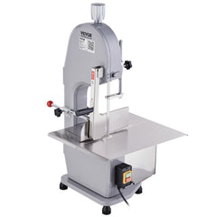 Commercial Electric Meat Bandsaw, 1500W Stainless Steel Countertop Bone Sawing Machine, Workbeach 19.3" x 15", 0.16-7.9 Inch Cutting Thickness, Frozen Meat Cutter with 6 Blades for Rib Pork Beef
