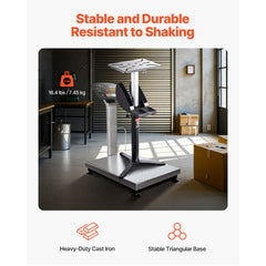 Bench Grinder Stand, Bench Grinder Vise Floor Pedestal with 31.5 x 25.4 cm Mounting Plate, Height-Adjustable Pedestal Stand with Grinding Wheel Storage Compartment & Heavy-Duty Cast Iron Base