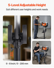 Bench Grinder Stand, Bench Grinder Vise Floor Pedestal with 31.5 x 25.4 cm Mounting Plate, Height-Adjustable Pedestal Stand with Grinding Wheel Storage Compartment & Heavy-Duty Cast Iron Base