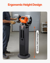Bench Grinder Stand, Heavy-Duty Grinder and Vise Floor Pedestal with 28 x 17 cm Mounting Plate, Grinding Wheel Storage Compartments & Cast Iron Base, Compatible with Most Bench Grinders