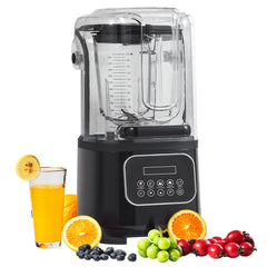 Professional Blender with Shield, Commercial Countertop Blenders, 2L Jar Blender Combo, Stainless Steel 9 Speed & 5 Functions Blender, for Shakes, Smoothies, Peree, and Crush Ice, Black