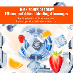 Professional Blender with Shield, Commercial Countertop Blenders, 2L Jar Blender Combo, Stainless Steel 9 Speed & 5 Functions Blender, for Shakes, Smoothies, Peree, and Crush Ice, White