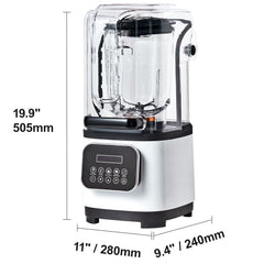 Professional Blender with Shield, Commercial Countertop Blenders, 2L Jar Blender Combo, Stainless Steel 9 Speed & 5 Functions Blender, for Shakes, Smoothies, Peree, and Crush Ice, White