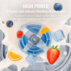 Professional Blender with Shield, Commercial Countertop Blenders, 2L Jar Blender Combo, Stainless Steel 9 Speed & 5 Functions Blender, for Shakes, Smoothies, Peree, and Crush Ice, White