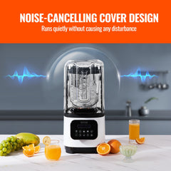 Professional Blender with Shield, Commercial Countertop Blenders, 2L Jar Blender Combo, Stainless Steel 9 Speed & 5 Functions Blender, for Shakes, Smoothies, Peree, and Crush Ice, White