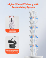 Hydroponic Growing System, 50 Pods Vertical 10 Tiers Hydroponic Tower, Rolling Hydronic Garden with Water Pump & Wheels, Indoor Plants Germination Kit for Herbs Fruits & Vegetables