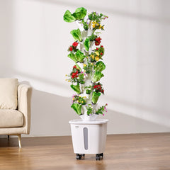 Hydroponic Growing System, 50 Pods Vertical 10 Tiers Hydroponic Tower, Rolling Hydronic Garden with Water Pump & Wheels, Indoor Plants Germination Kit for Herbs Fruits & Vegetables