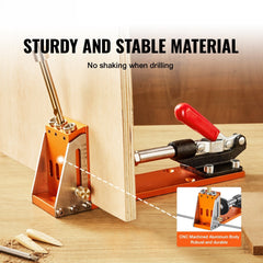 30 Pcs Pocket Hole Jig Kit, Adjustable & Easy to Use Pocket Hole Jig System with Step Drills, Wrenches, Drill Stop Rings, and Square Drive Bits, Dual Scale Marks for DIY Carpentry Projects
