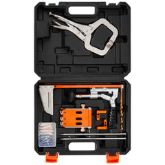 Pocket Hole Jig Kit, 12.7 to 38.1 mm Adjustable, Jig Pocket Hole System with Toolcase, C-Clamp, Step Drill, Hex Wrench, Drill Stop Ring, Square Drive Bit, Reinforced Metal Frame, for Woodworking