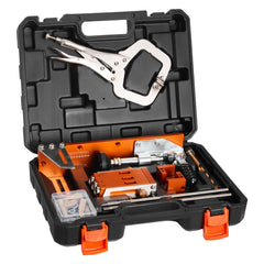 Pocket Hole Jig Kit, 12.7 to 38.1 mm Adjustable, Jig Pocket Hole System with Toolcase, C-Clamp, Step Drill, Hex Wrench, Drill Stop Ring, Square Drive Bit, Reinforced Metal Frame, for Woodworking