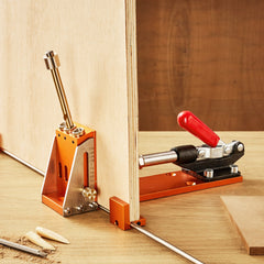 Pocket Hole Jig Kit, 34 Pcs Pocket Hole Jig System with C-clamp, Fixture, Step Drills, Wrenches, Drill Stop Rings, Square Drive Bits, Toolbox, for DIY Carpentry Projects, Adjustable