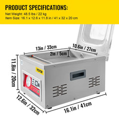 Chamber Vacuum Sealer Vacuum Packaging Machine 6.5 cbm/h Pump Rate 220V