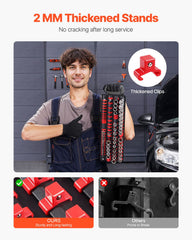 Portable Socket Organizer Tray, 2PCS Metric & SAE Socket Organizer Set Hold up to 160 Sockets, 1/4", 3/8" and 1/2" Heavy-Duty Socket Rail with Handle & Steel Base for Tool Box Drawer