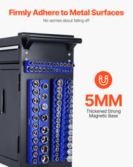 Magnetic Socket Organizer Set, 6PCS Socket Holder, 1/4'', 3/8'' & 1/2'' Metric SAE Socket Trays with Clear Labels, Hold up to 143PCS Standard & Deep Sockets (Sockets Not Included)