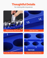 Magnetic Socket Organizer Set, 6PCS Socket Holder, 1/4'', 3/8'' & 1/2'' Metric SAE Socket Trays with Clear Labels, Hold up to 143PCS Standard & Deep Sockets (Sockets Not Included)